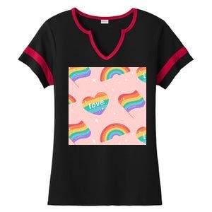 Love Pride Rainbow Flag Ladies Halftime Notch Neck Tee