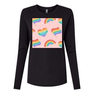 Love Pride Rainbow Flag Womens Cotton Relaxed Long Sleeve T-Shirt