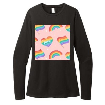 Love Pride Rainbow Flag Womens CVC Long Sleeve Shirt