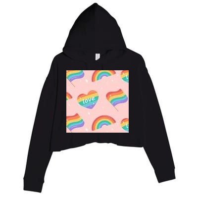 Love Pride Rainbow Flag Crop Fleece Hoodie