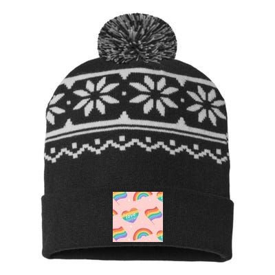 Love Pride Rainbow Flag USA-Made Snowflake Beanie