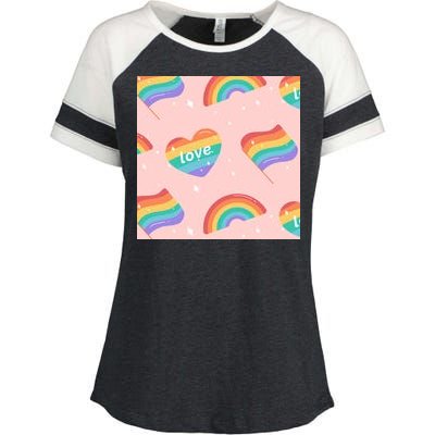 Love Pride Rainbow Flag Enza Ladies Jersey Colorblock Tee