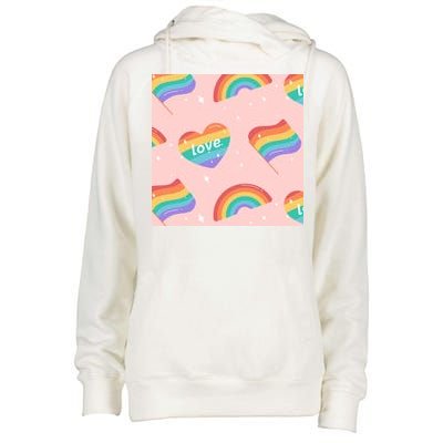 Love Pride Rainbow Flag Womens Funnel Neck Pullover Hood