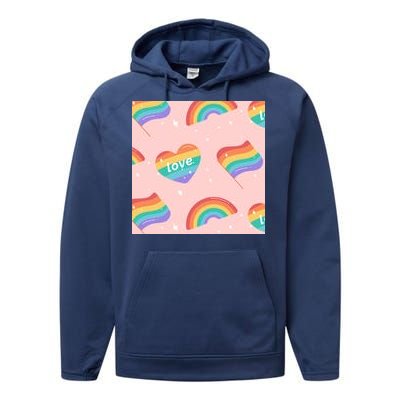 Love Pride Rainbow Flag Performance Fleece Hoodie