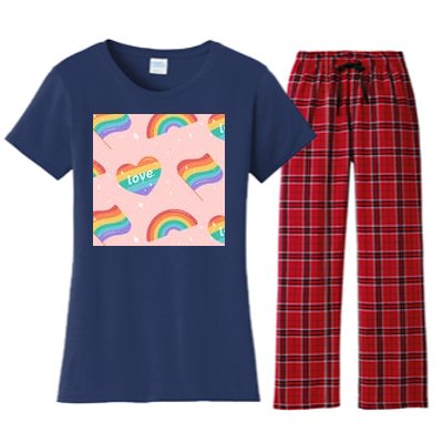 Love Pride Rainbow Flag Women's Flannel Pajama Set