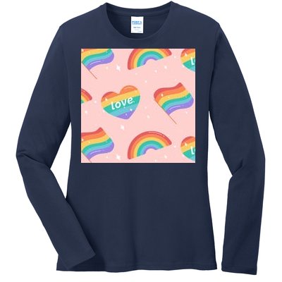 Love Pride Rainbow Flag Ladies Long Sleeve Shirt