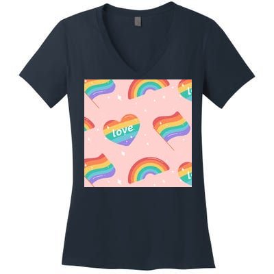 Love Pride Rainbow Flag Women's V-Neck T-Shirt