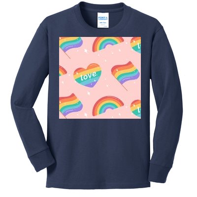 Love Pride Rainbow Flag Kids Long Sleeve Shirt