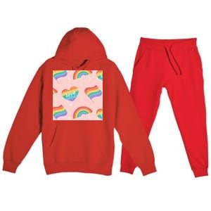 Love Pride Rainbow Flag Premium Hooded Sweatsuit Set