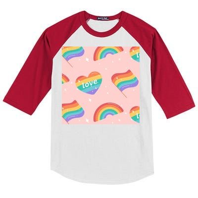 Love Pride Rainbow Flag Kids Colorblock Raglan Jersey