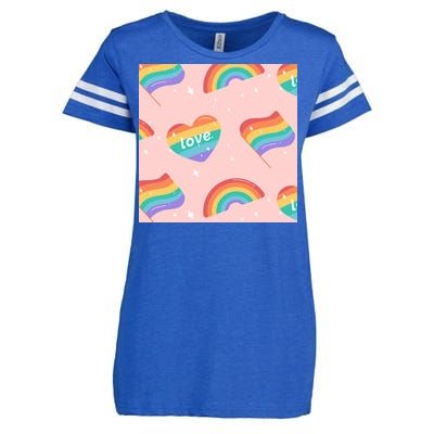 Love Pride Rainbow Flag Enza Ladies Jersey Football T-Shirt