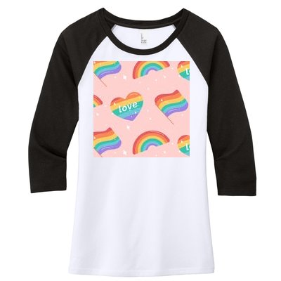 Love Pride Rainbow Flag Women's Tri-Blend 3/4-Sleeve Raglan Shirt