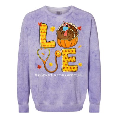 Love Physical Respiratory Therapist Life Thanksgiving Turkey Colorblast Crewneck Sweatshirt