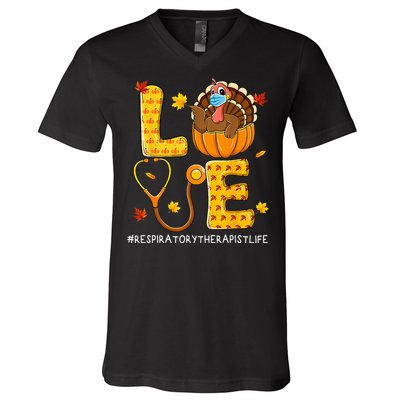 Love Physical Respiratory Therapist Life Thanksgiving Turkey V-Neck T-Shirt