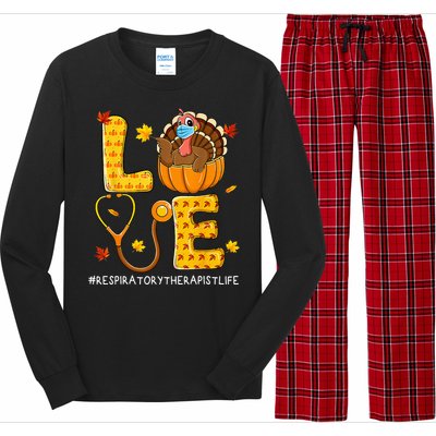 Love Physical Respiratory Therapist Life Thanksgiving Turkey Long Sleeve Pajama Set