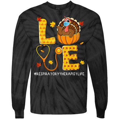 Love Physical Respiratory Therapist Life Thanksgiving Turkey Tie-Dye Long Sleeve Shirt