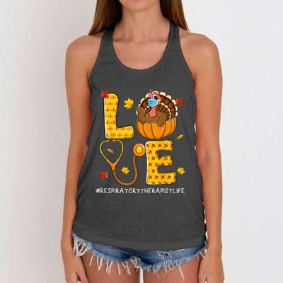 Love Physical Respiratory Therapist Life Thanksgiving Turkey Women's Knotted Racerback Tank