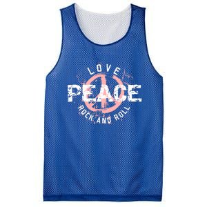 Love Peace Rock And Roll Saying Rocker Freedom Motif Gift Mesh Reversible Basketball Jersey Tank