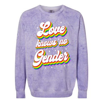 Lgbt Pride Rainbow Love Knows No Gender Gift Colorblast Crewneck Sweatshirt