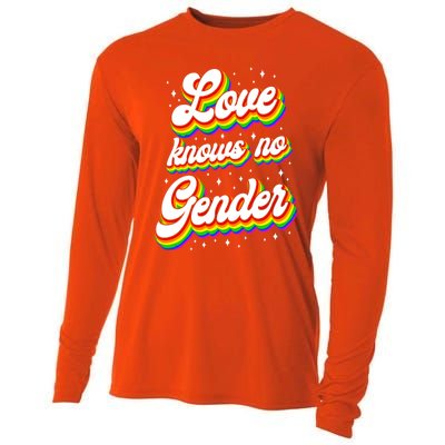 Lgbt Pride Rainbow Love Knows No Gender Gift Cooling Performance Long Sleeve Crew