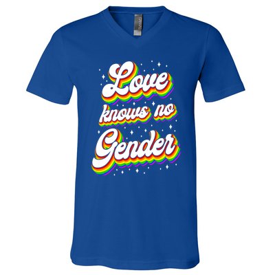 Lgbt Pride Rainbow Love Knows No Gender Gift V-Neck T-Shirt