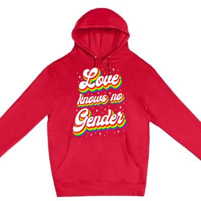 Lgbt Pride Rainbow Love Knows No Gender Gift Premium Pullover Hoodie