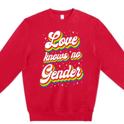 Lgbt Pride Rainbow Love Knows No Gender Gift Premium Crewneck Sweatshirt