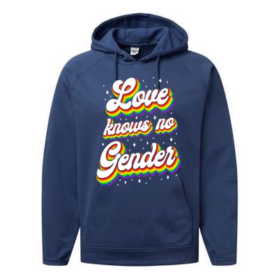 Lgbt Pride Rainbow Love Knows No Gender Gift Performance Fleece Hoodie