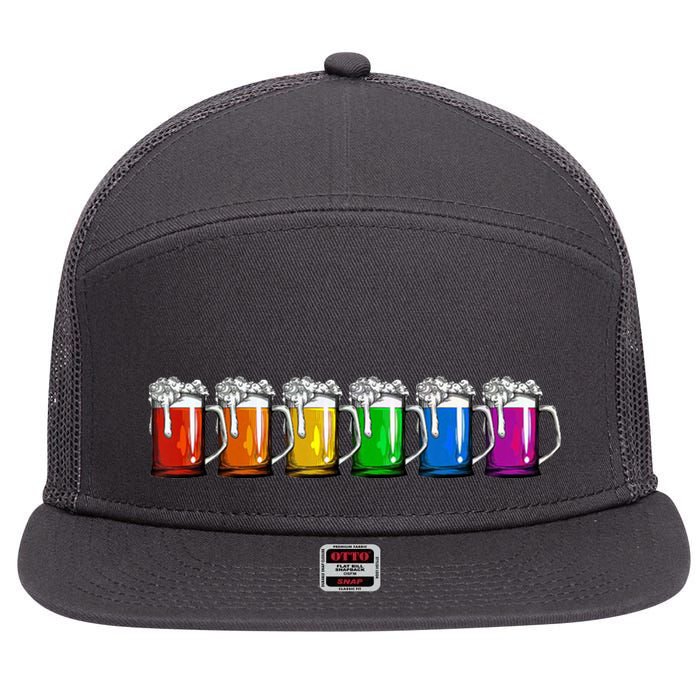 LGBT Pride Rainbow Beer 7 Panel Mesh Trucker Snapback Hat