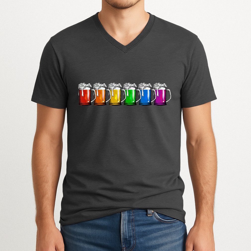LGBT Pride Rainbow Beer V-Neck T-Shirt