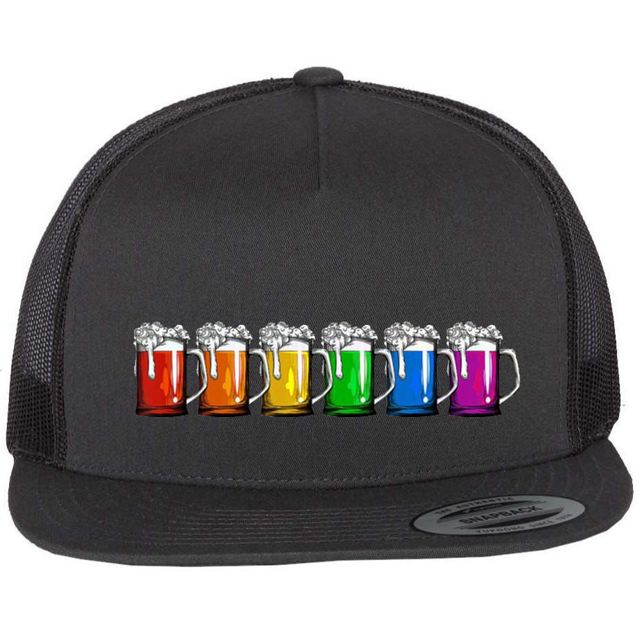 LGBT Pride Rainbow Beer Flat Bill Trucker Hat