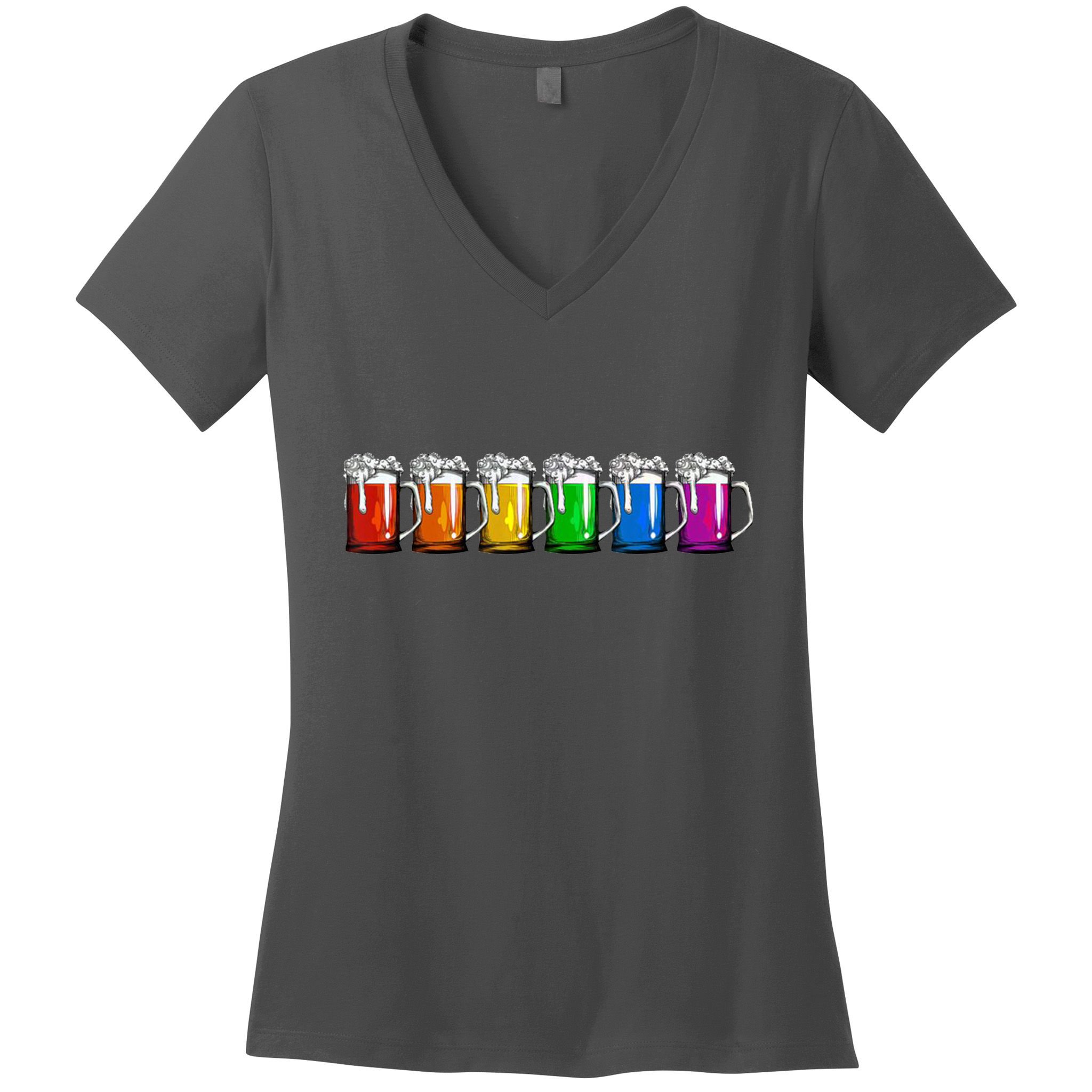LGBT Pride Rainbow Beer Women's V-Neck T-Shirt