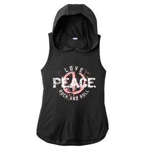 Love Peace Rock And Roll Saying Rocker Freedom Motif Gift Ladies PosiCharge Tri-Blend Wicking Draft Hoodie Tank