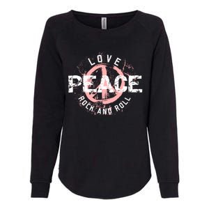 Love Peace Rock And Roll Saying Rocker Freedom Motif Gift Womens California Wash Sweatshirt