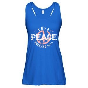 Love Peace Rock And Roll Saying Rocker Freedom Motif Gift Ladies Essential Flowy Tank