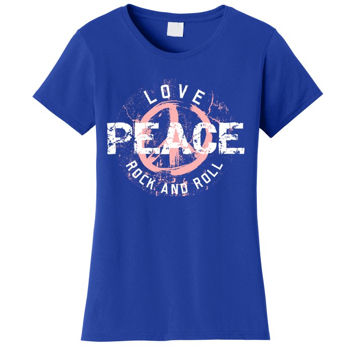 Love Peace Rock And Roll Saying Rocker Freedom Motif Gift Women's T-Shirt