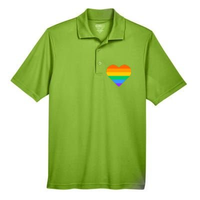 Lgbt Pride Rainbow Color Flag Heart Love Awareness Cool Gift Men's Origin Performance Pique Polo