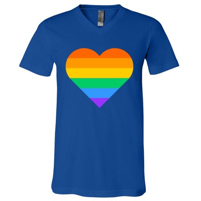 Lgbt Pride Rainbow Color Flag Heart Love Awareness Cool Gift V-Neck T-Shirt