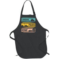 London Paris Rome World Traveler Full-Length Apron With Pockets