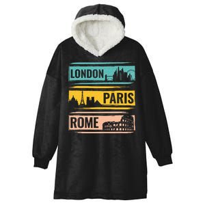 London Paris Rome World Traveler Hooded Wearable Blanket