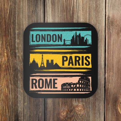 London Paris Rome World Traveler Coaster