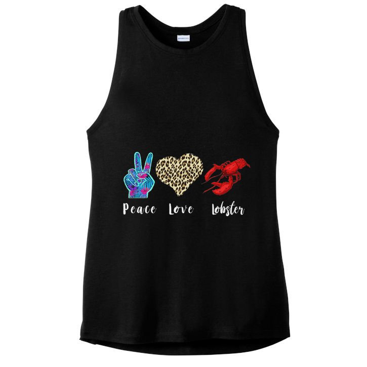 Love Peace Red Lobster Leopard Seafood Lover Lobster Eating Ladies PosiCharge Tri-Blend Wicking Tank