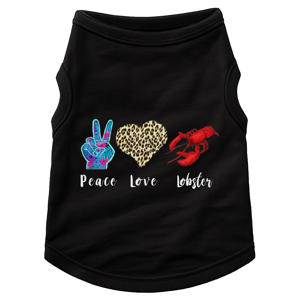 Love Peace Red Lobster Leopard Seafood Lover Lobster Eating Doggie Tank