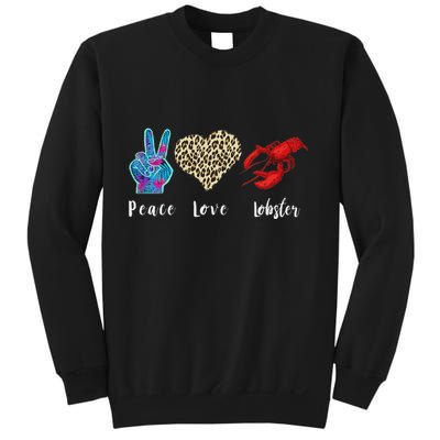 Love Peace Red Lobster Leopard Seafood Lover Lobster Eating Sweatshirt