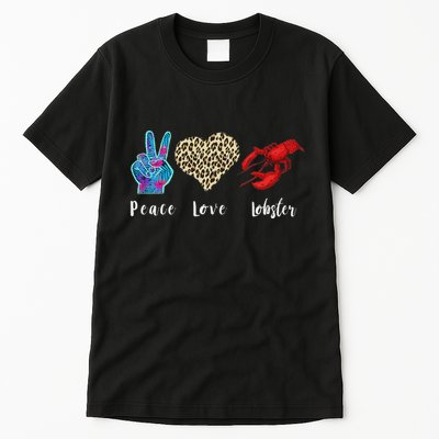 Love Peace Red Lobster Leopard Seafood Lover Lobster Eating Tall T-Shirt