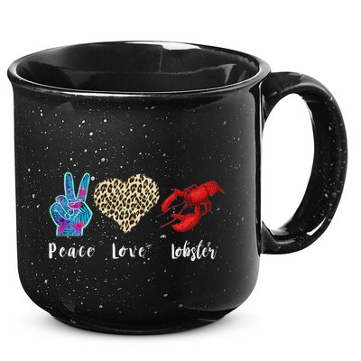 Love Peace Red Lobster Leopard Seafood Lover Lobster Eating 15oz Campfire Ceramic Mug