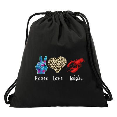 Love Peace Red Lobster Leopard Seafood Lover Lobster Eating Drawstring Bag