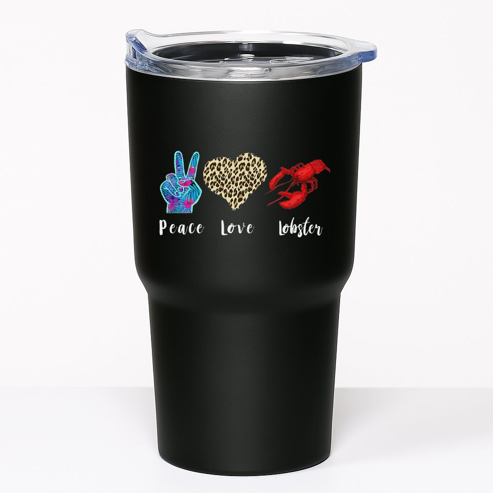 Love Peace Red Lobster Leopard Seafood Lover Lobster Eating Tumbler
