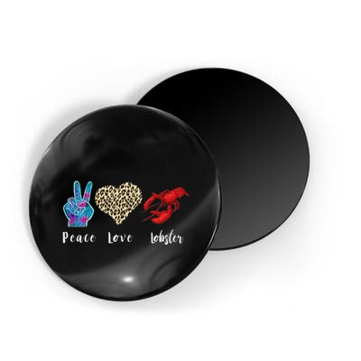 Love Peace Red Lobster Leopard Seafood Lover Lobster Eating Magnet