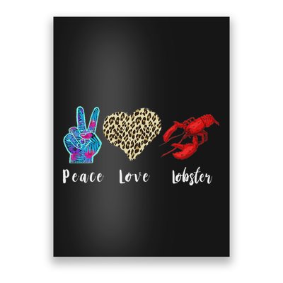 Love Peace Red Lobster Leopard Seafood Lover Lobster Eating Poster